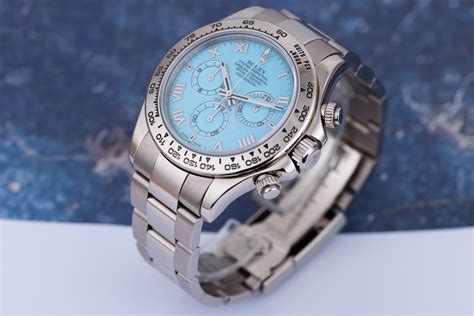 turquoise blue white gold rolex daytona